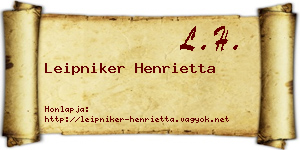 Leipniker Henrietta névjegykártya